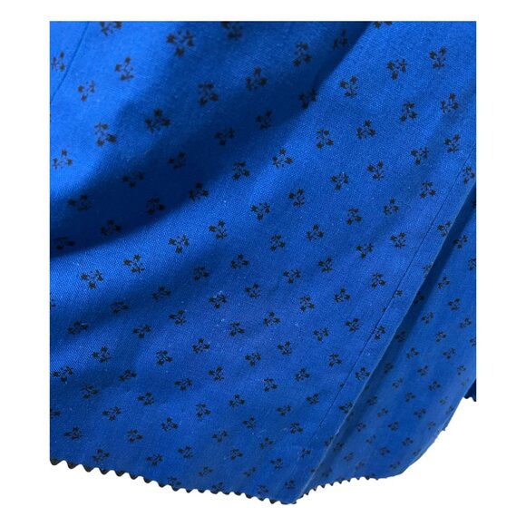 Vintage Lanz Blue Ditsy Floral Button-Down Dress S Scalloped Mary Poppins Style - Picture 12 of 16